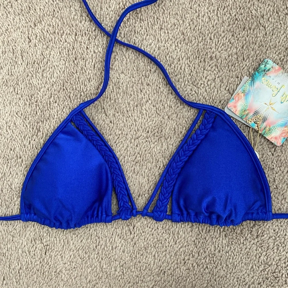 Luli Fama Kiss The Wave Triangle Top And Strings To Braid Full Bottom Size XS - Picture 2 of 15